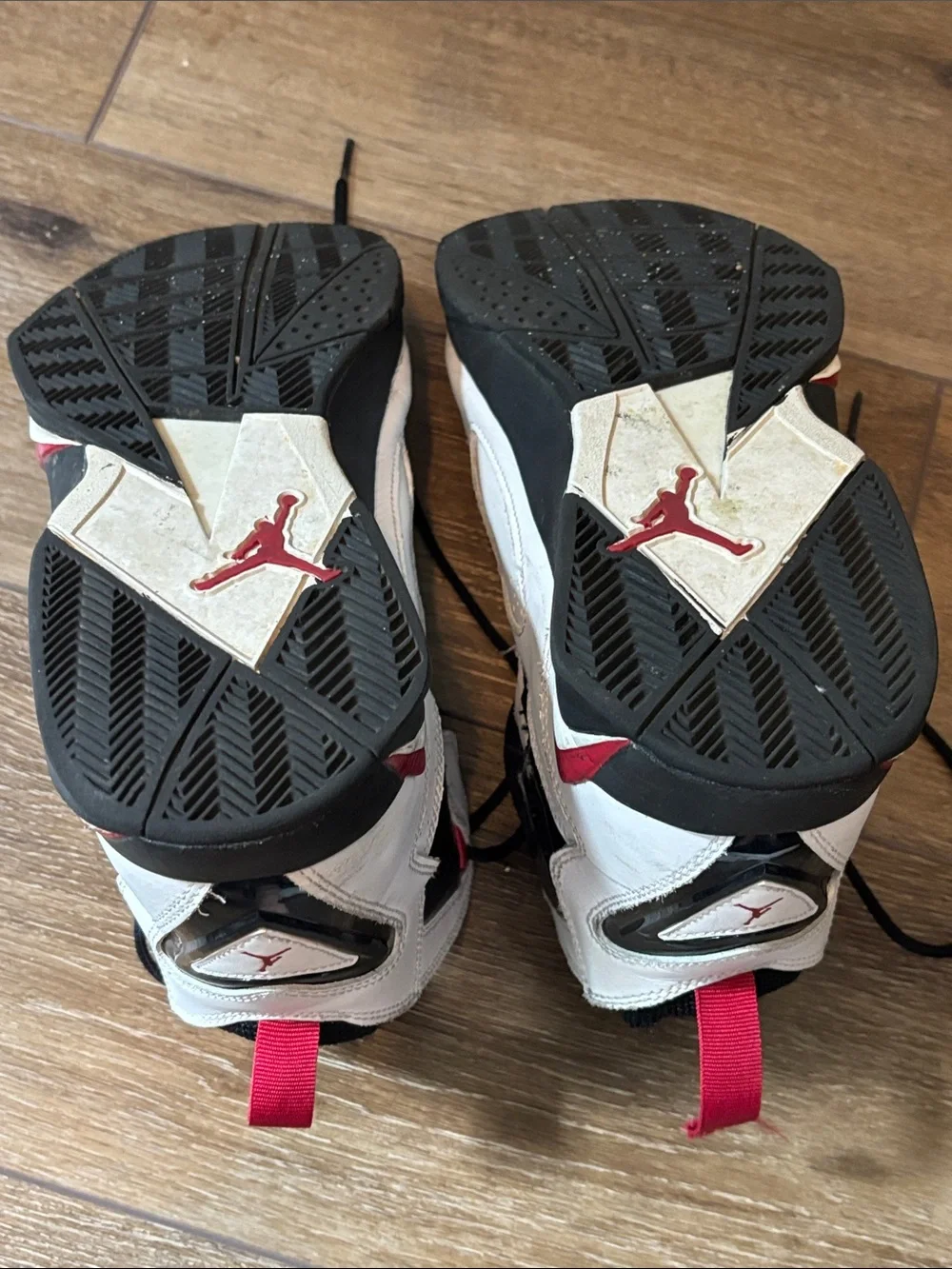 Jordan Mens Size 11 White/Black/Red High-Top Sneakers
